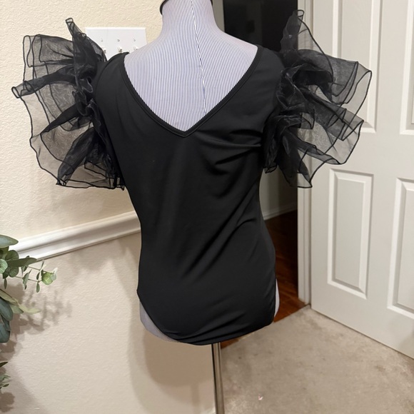Bodysuit for Women Mesh Puff Short Sleeve Large - Picture 5 of 12